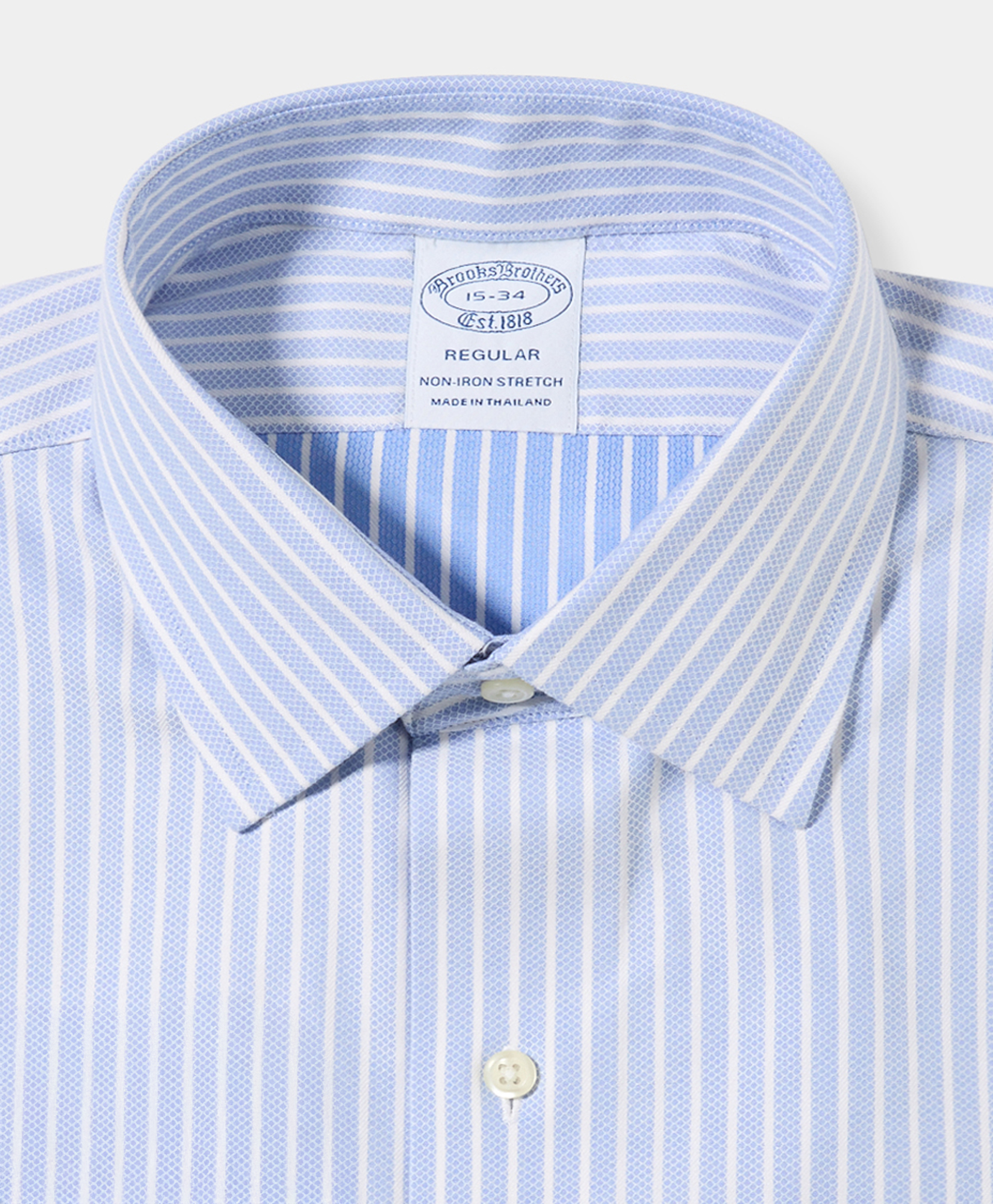  Brooks Brothers Regular Fit Non-iron Striped Dobby Supima Cotton Shirt With Ainsley Collar - Man Dress Shirts Ultramarine 16 