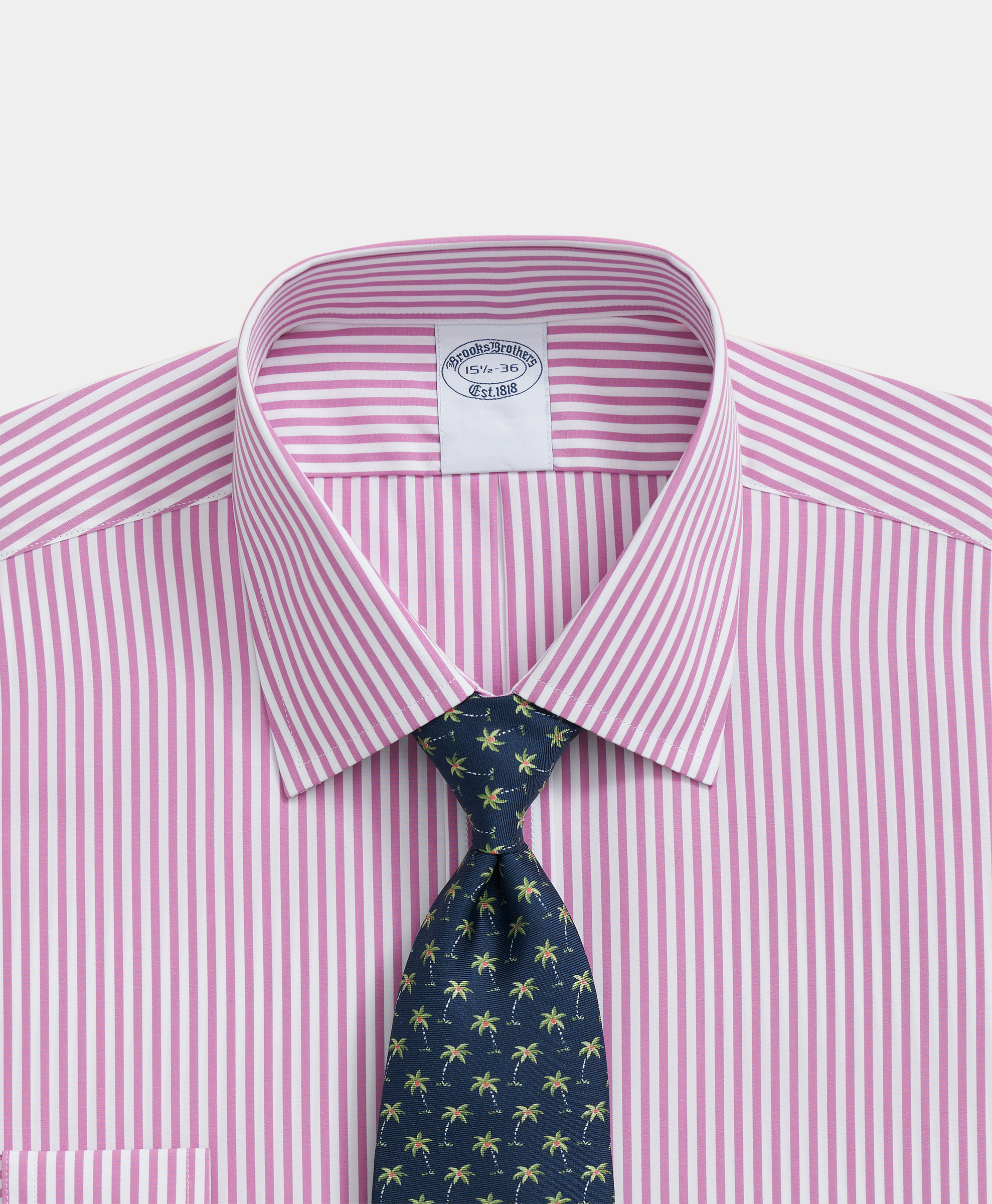  Brooks Brothers Regular Fit Striped Cotton Shirt With Ainsley Collar - Man Dress Shirts Light Purple 17h 