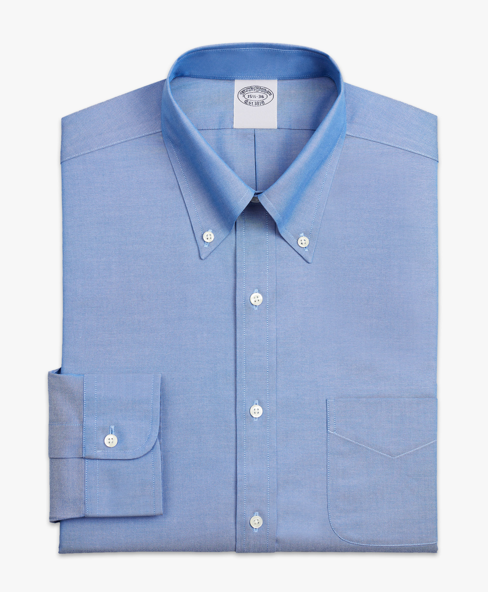  Brooks Brothers Blaues Slim-fit Non-iron Pinpoint-anzughemd Mit Button-down-kragen - Mann Formelle Hemden Blau 16h 