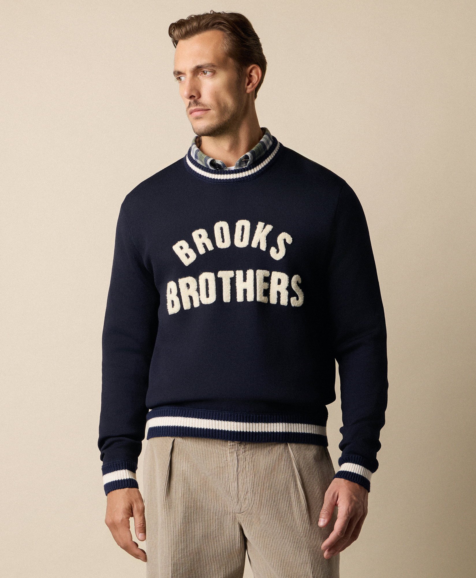  Brooks Brothers Pullover Mit Logo Terry - Mann Strickwaren Marineblau S 