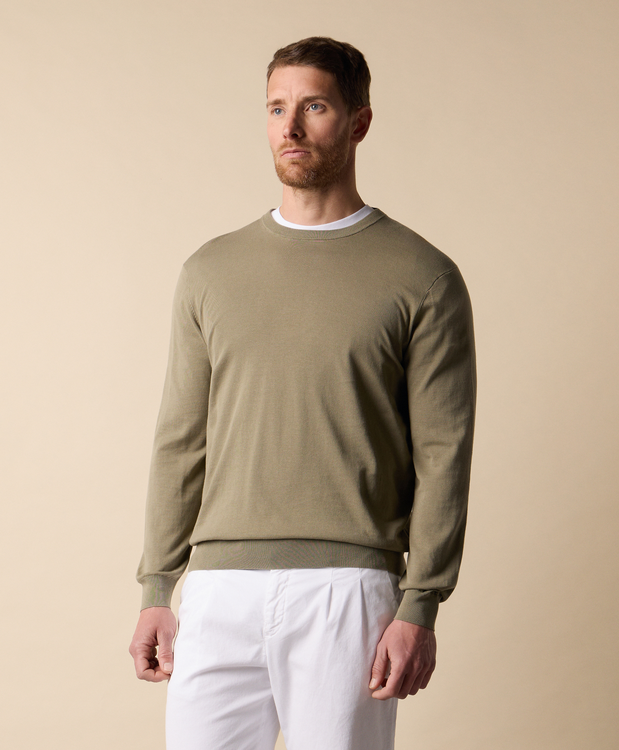  Brooks Brothers Rundhals Pullover Aus Makò-baumwolle - Mann Strickwaren Oliv Xl 