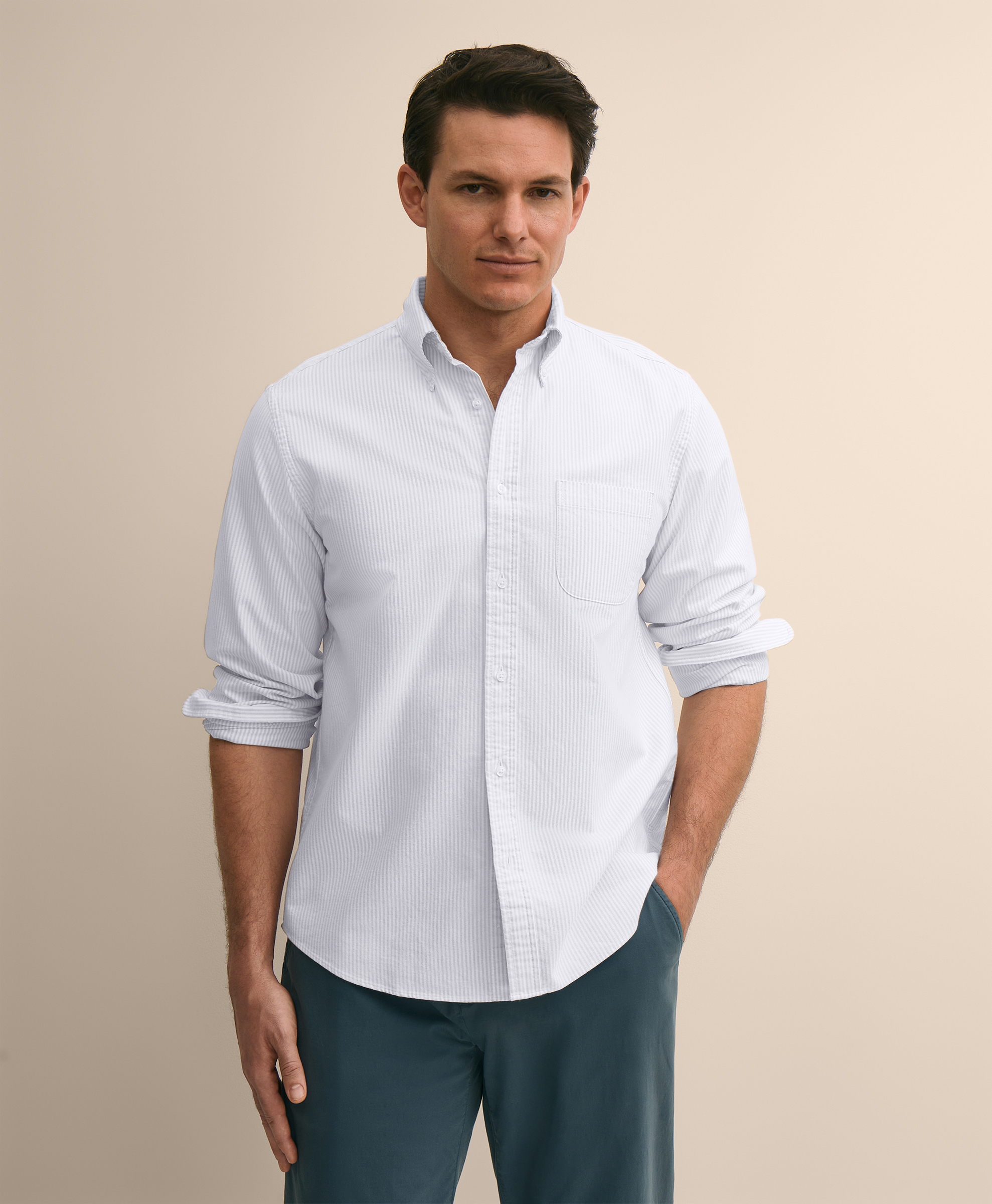  Brooks Brothers Camicia Regular Fit In Oxford Con Collo Button Down - Uomo Camicie Casual Viola Chiaro M 