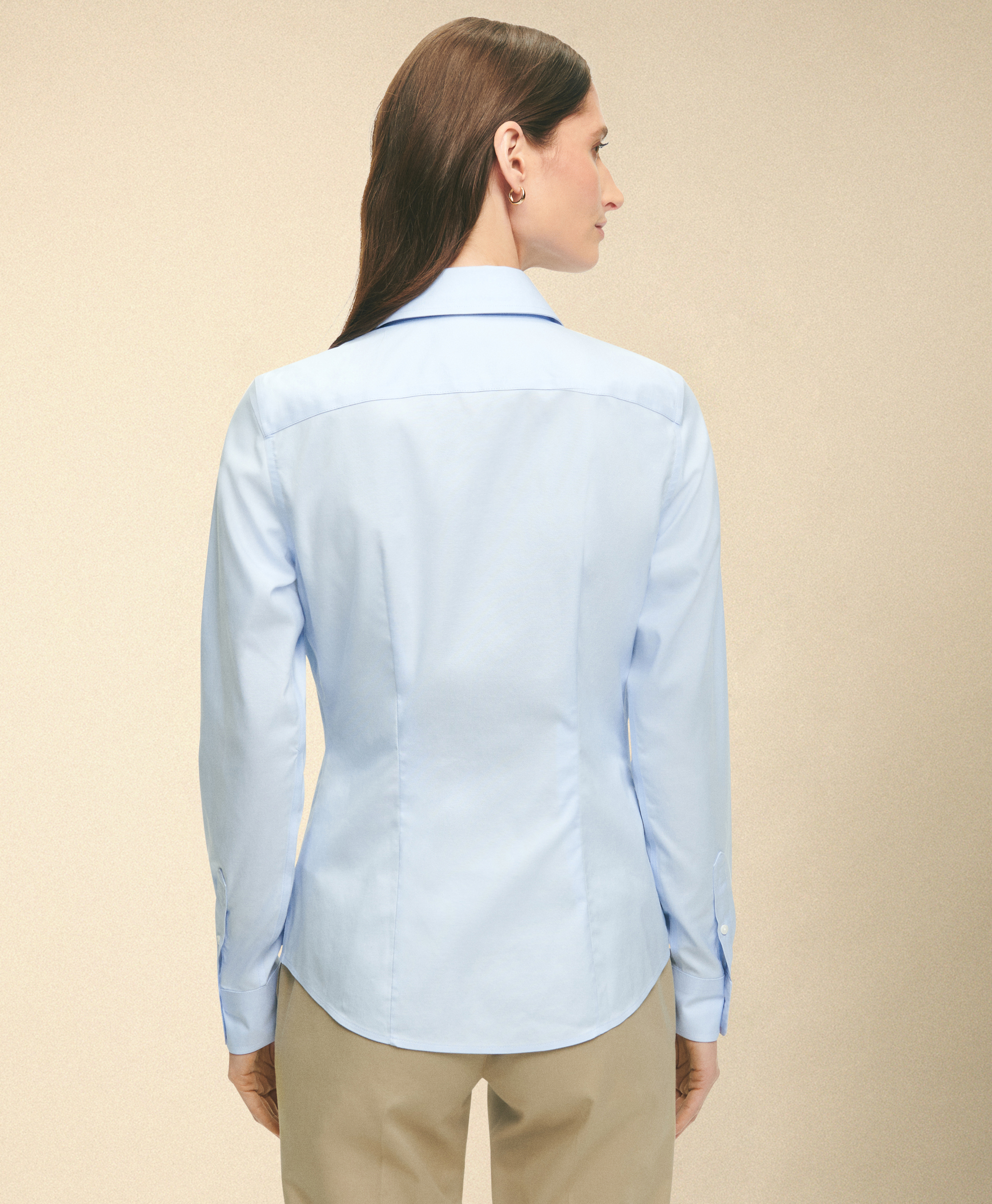  Brooks Brothers Fitted Non-iron Oxford Pinpoint Supima Shirt With Forward Point Collar - Woman Shirts And Blouses Light Blue 10 