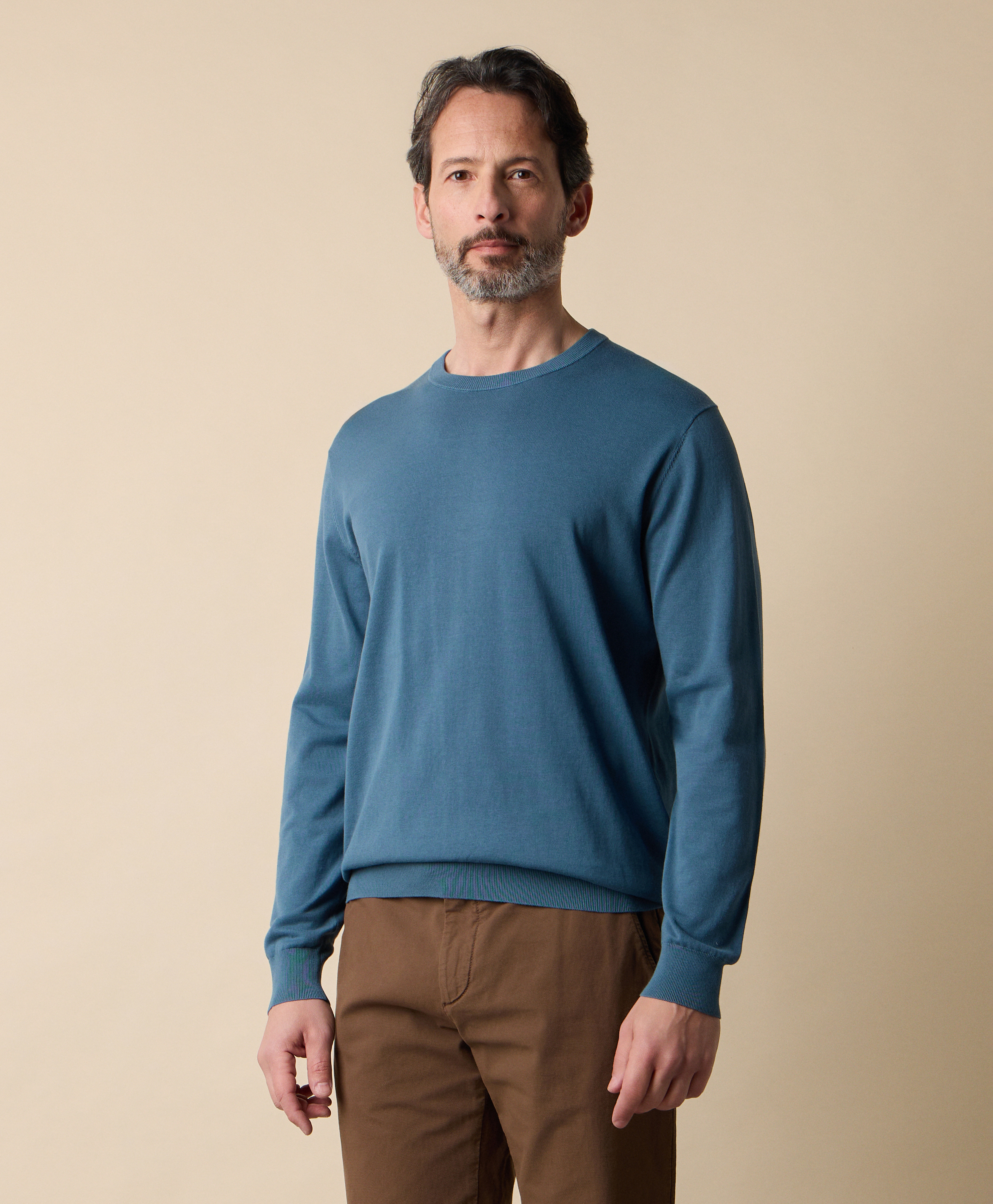  Brooks Brothers Rundhals Pullover Aus Makò-baumwolle - Mann Strickwaren Denim Xxxl 