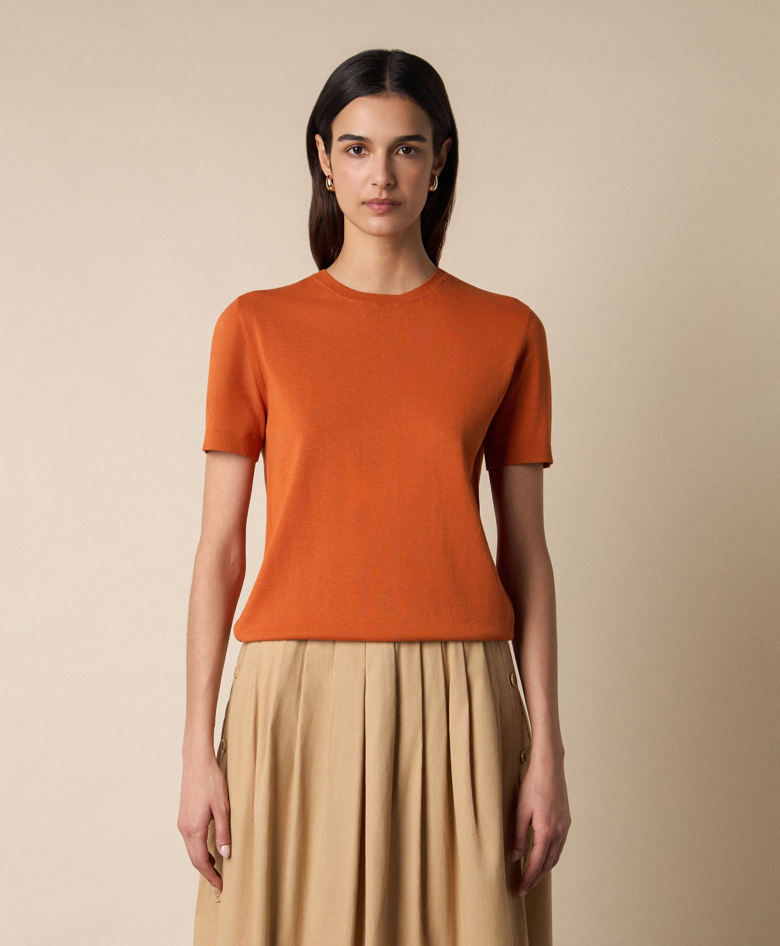  Brooks Brothers Oberteil Aus Baumwollstrick - Frau Strickwaren Rost Xl 