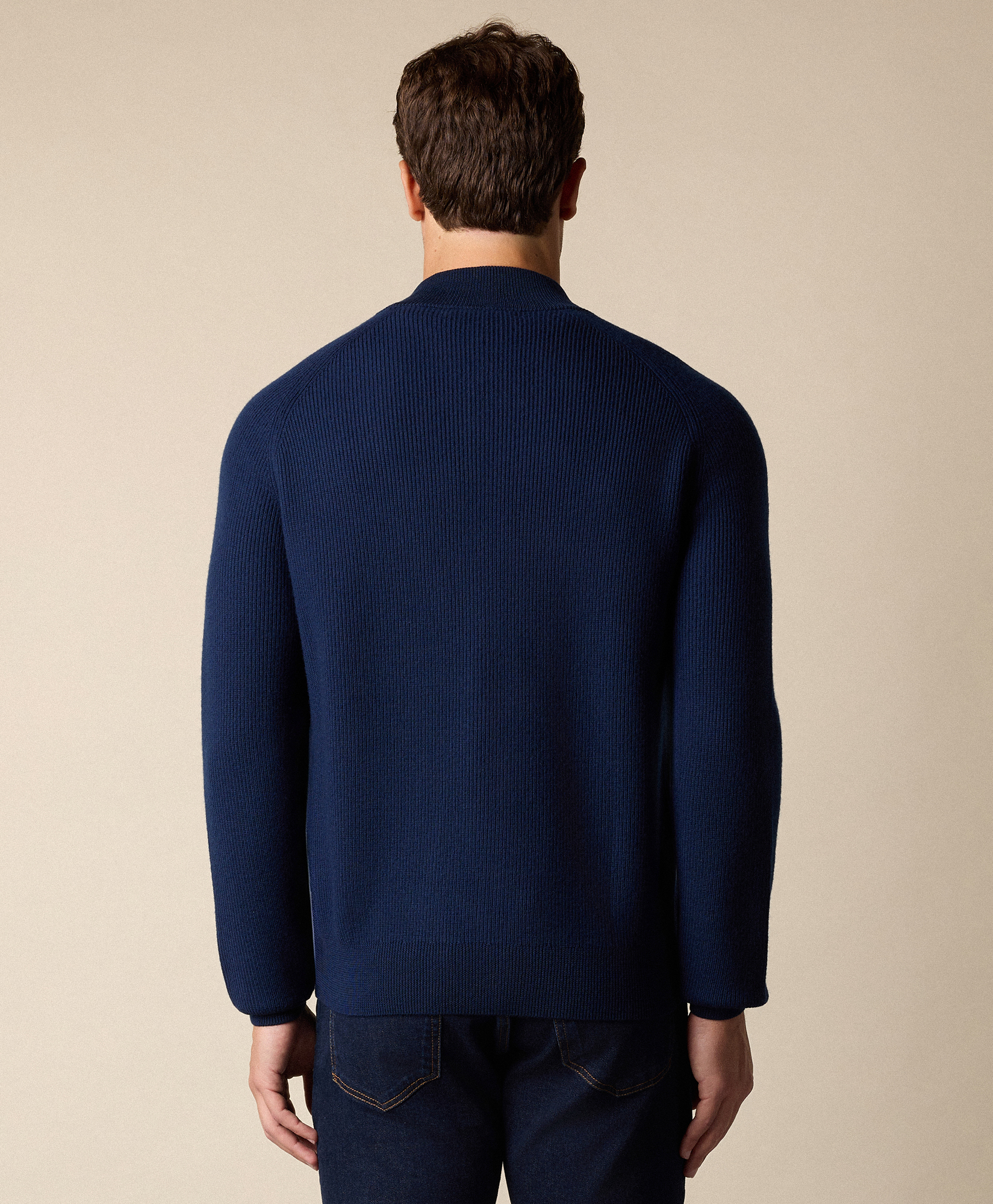  Brooks Brothers Merinowollpullover Mit Vollständig Durchgehendem Reißverschluss - Mann Strickwaren Marineblau L 