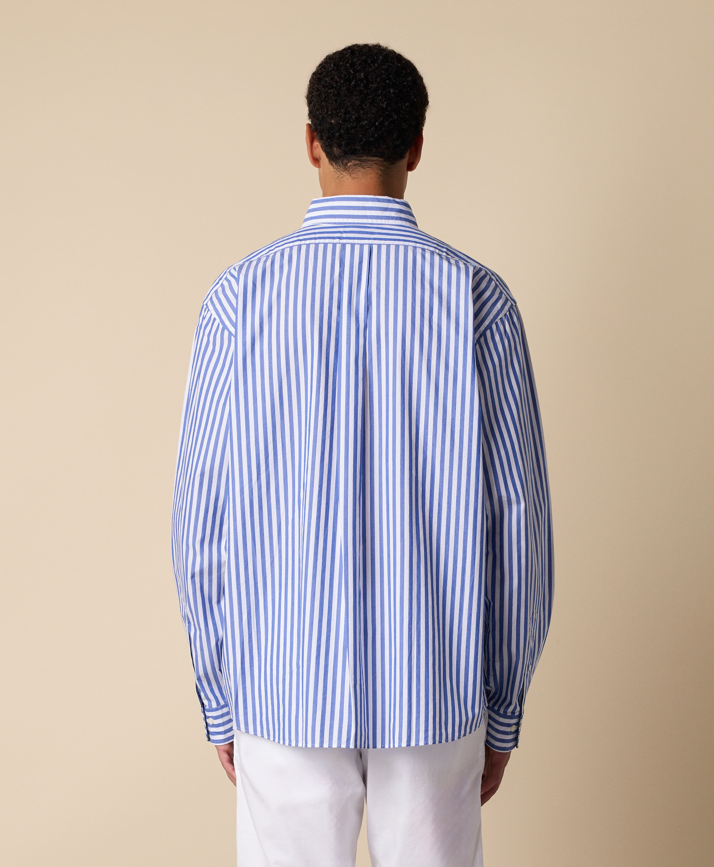 Brooks Brothers Camicia Regular Fit In Popeline A Righe Con Collo Button Down - Uomo Camicie Casual Blu L 