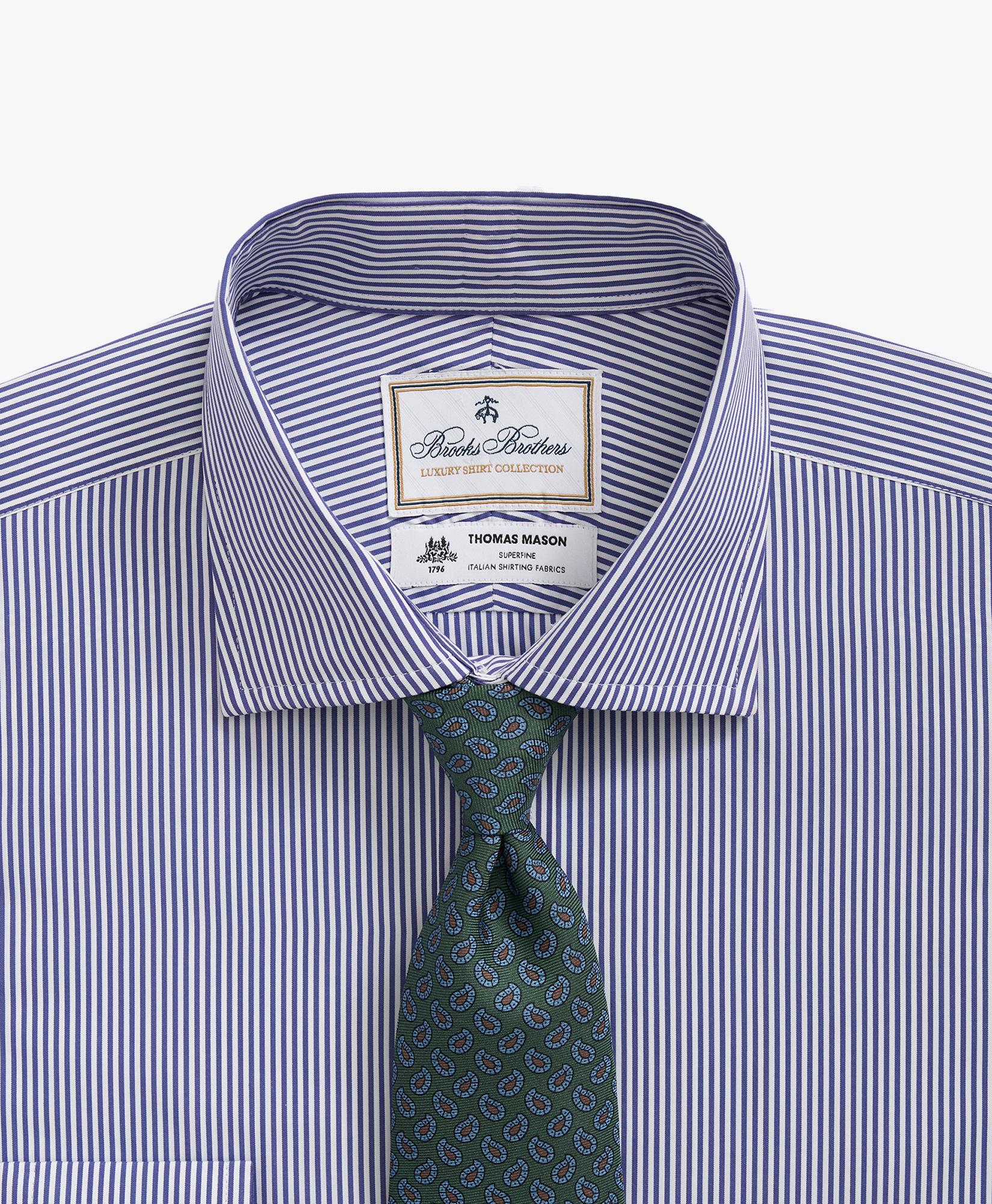  Brooks Brothers Striped Regular Fit Thomas Mason Dress Shirt With English Spread Collar - Man Dress Shirts Purple 18 