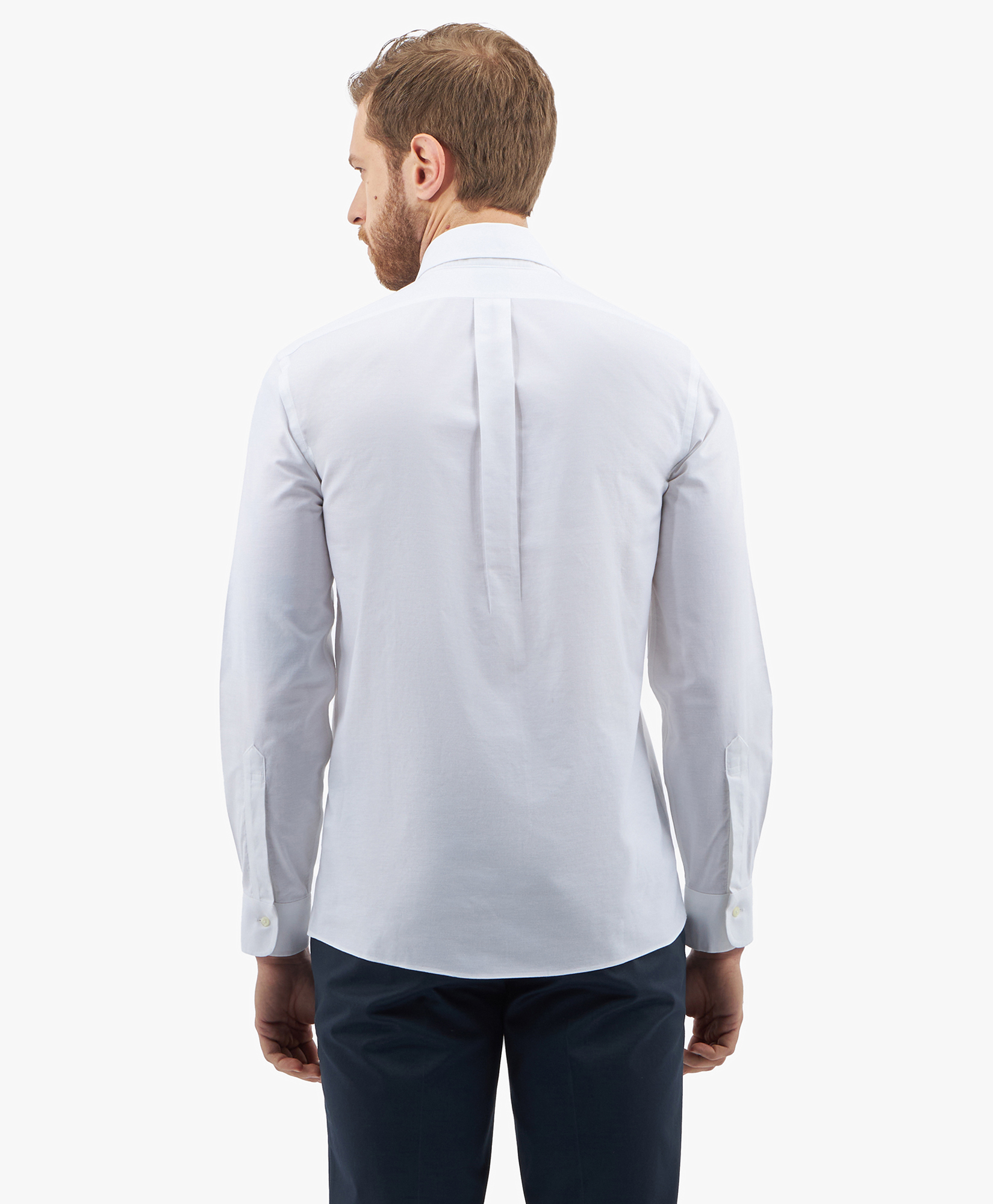  Brooks Brothers White Slim Fit Non-iron Stretch Cotton Shirt With Button-down Collar - Man Dress Shirts White 17h 