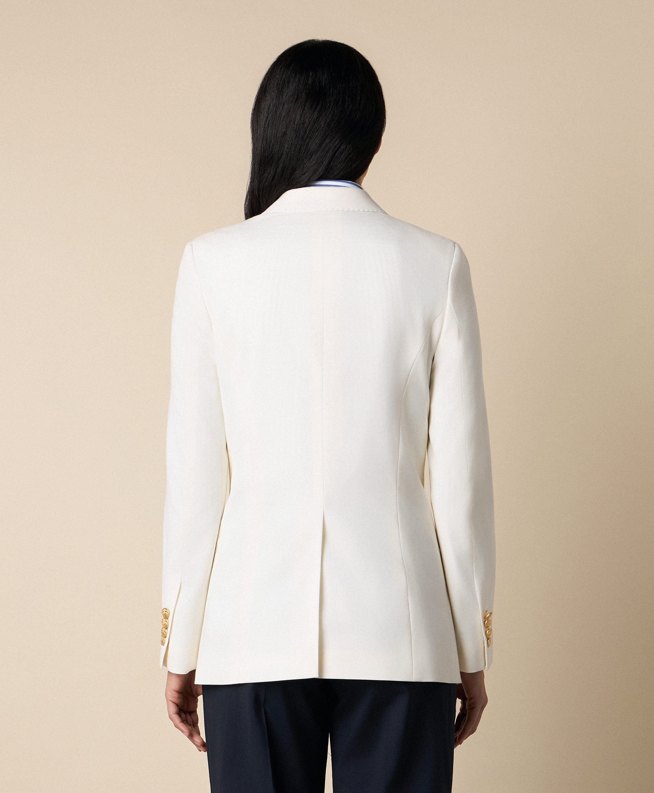  Brooks Brothers Doppelreihiger Blazer Aus Wollmischung Mit Goldfarbenen Knöpfen - Frau Jacken Und Blazer Milch 10 