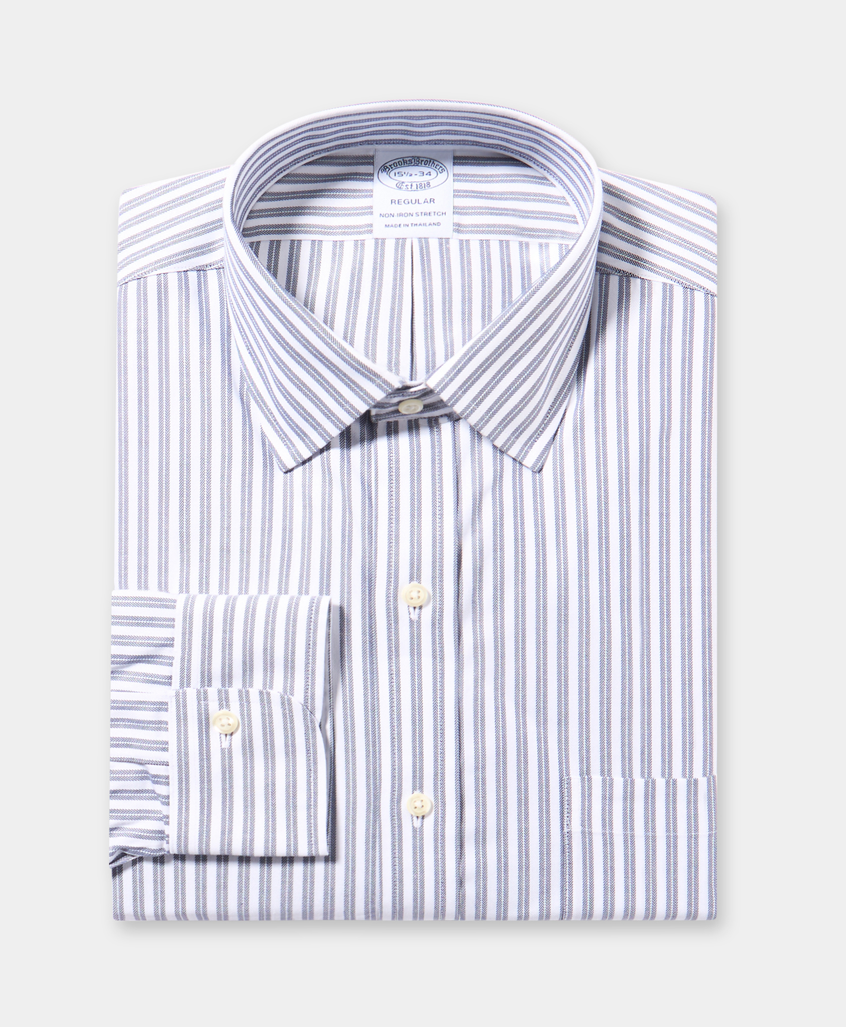 Regular Fit Non-iron Striped Supima Cotton Shirt With Ainsley Collar - Uomo Camicie Formali Navy 17