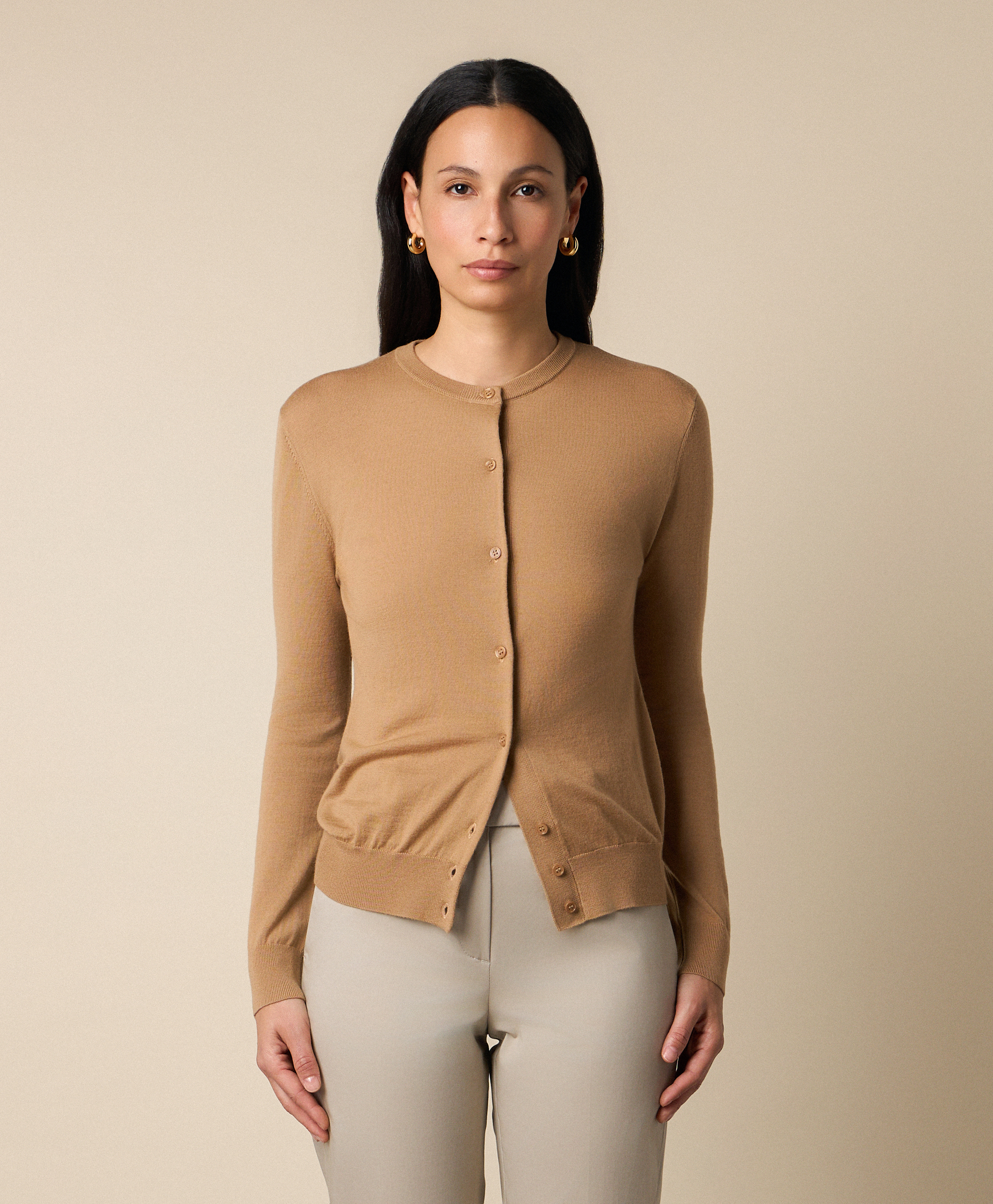  Brooks Brothers Cardigan Aus Merinowolle - Frau Strickwaren Camel Xl 